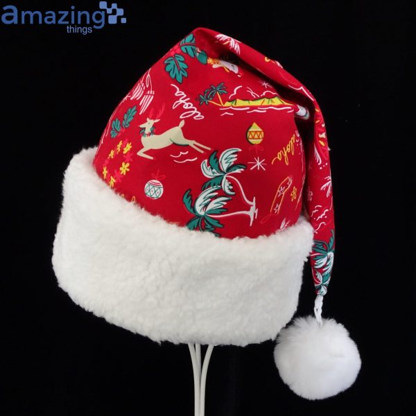 Deer Palm Aloha Beach Christmas Santa Hat For Adult And Child Product Photo 1