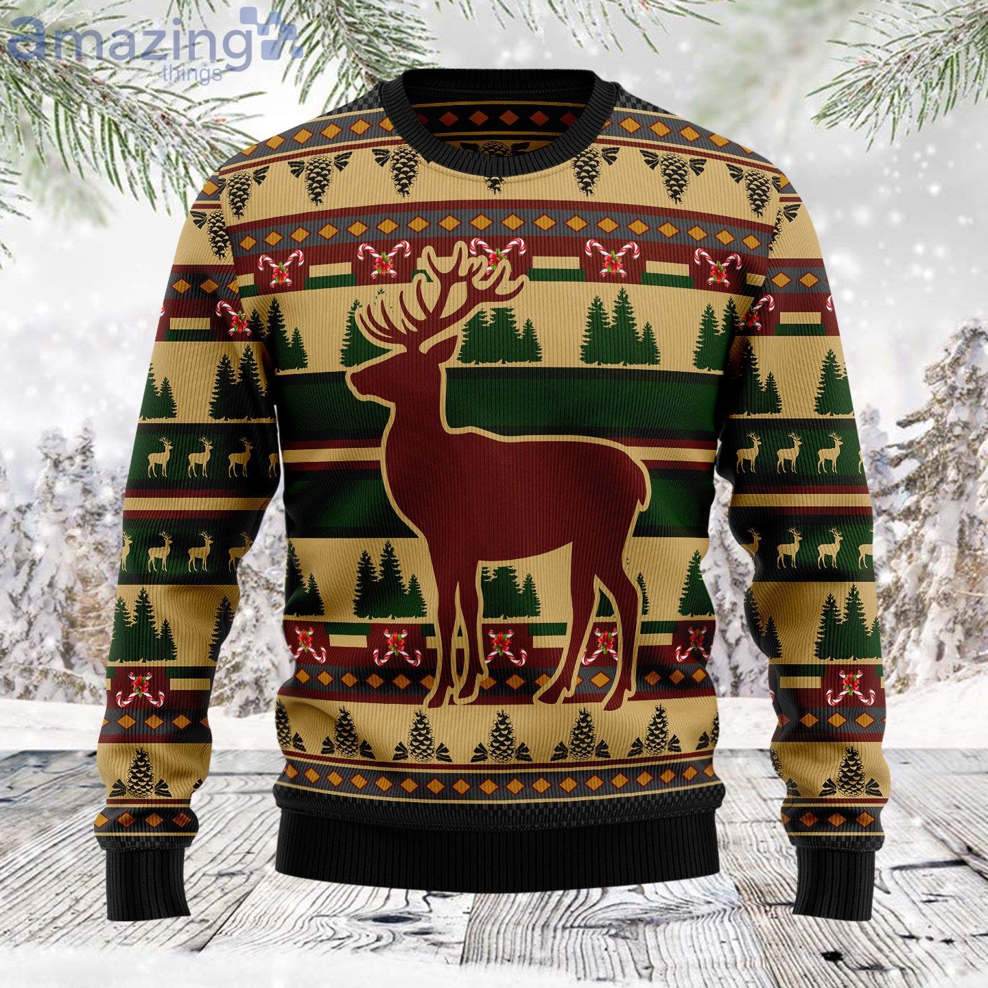 Deer Pattern Deer Lover Funny Family Ugly Christmas Sweater Product Photo 1