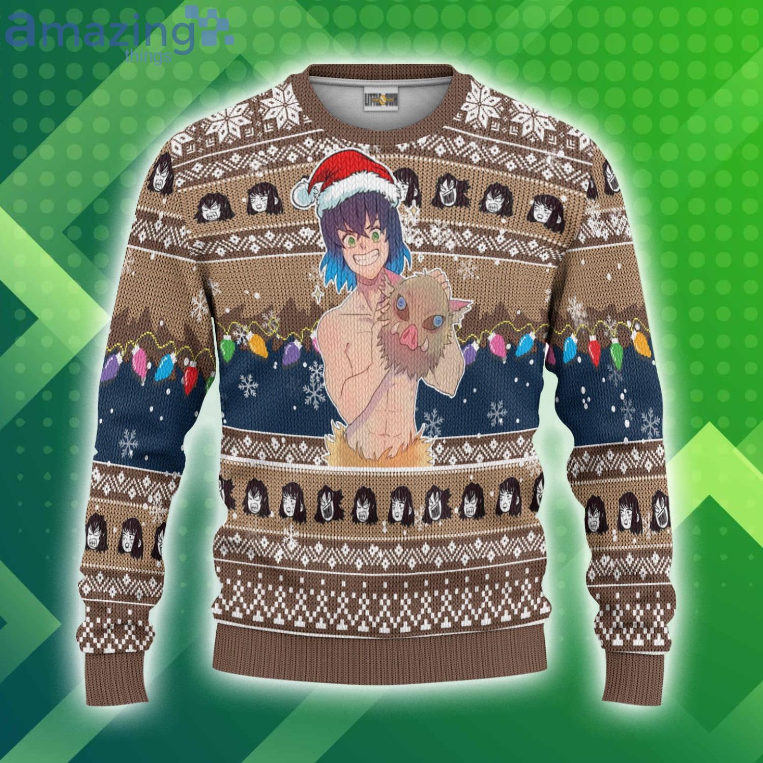 Demon Slayer Inosuke Hashibira Anime Ugly Christmas Sweater Full Printed  Shirt - Banantees