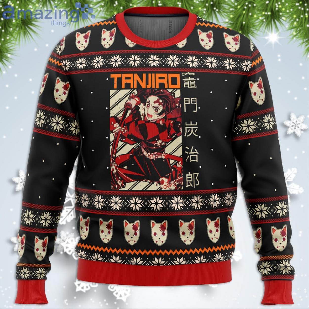Demon Slayer Tanjiro Funny Christmas Gift Ugly Christmas Sweater Product Photo 1
