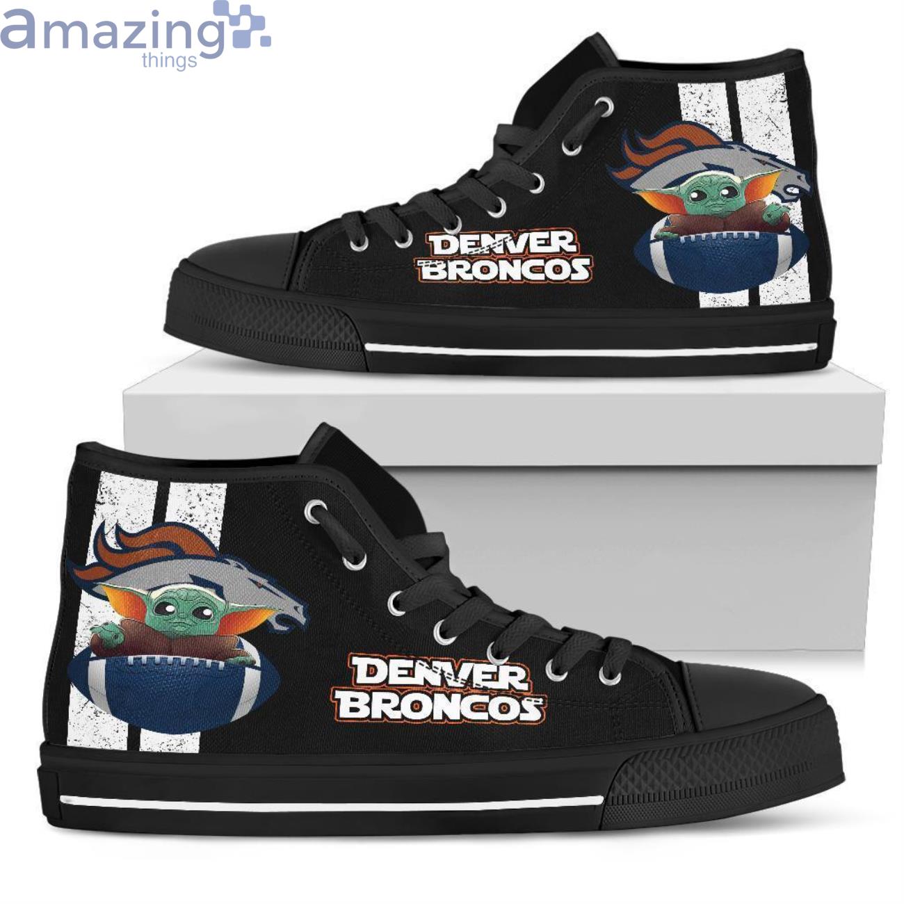Denver Broncos Team Sport Lover High Top Shoes Lover Baby Yoda Product Photo 1