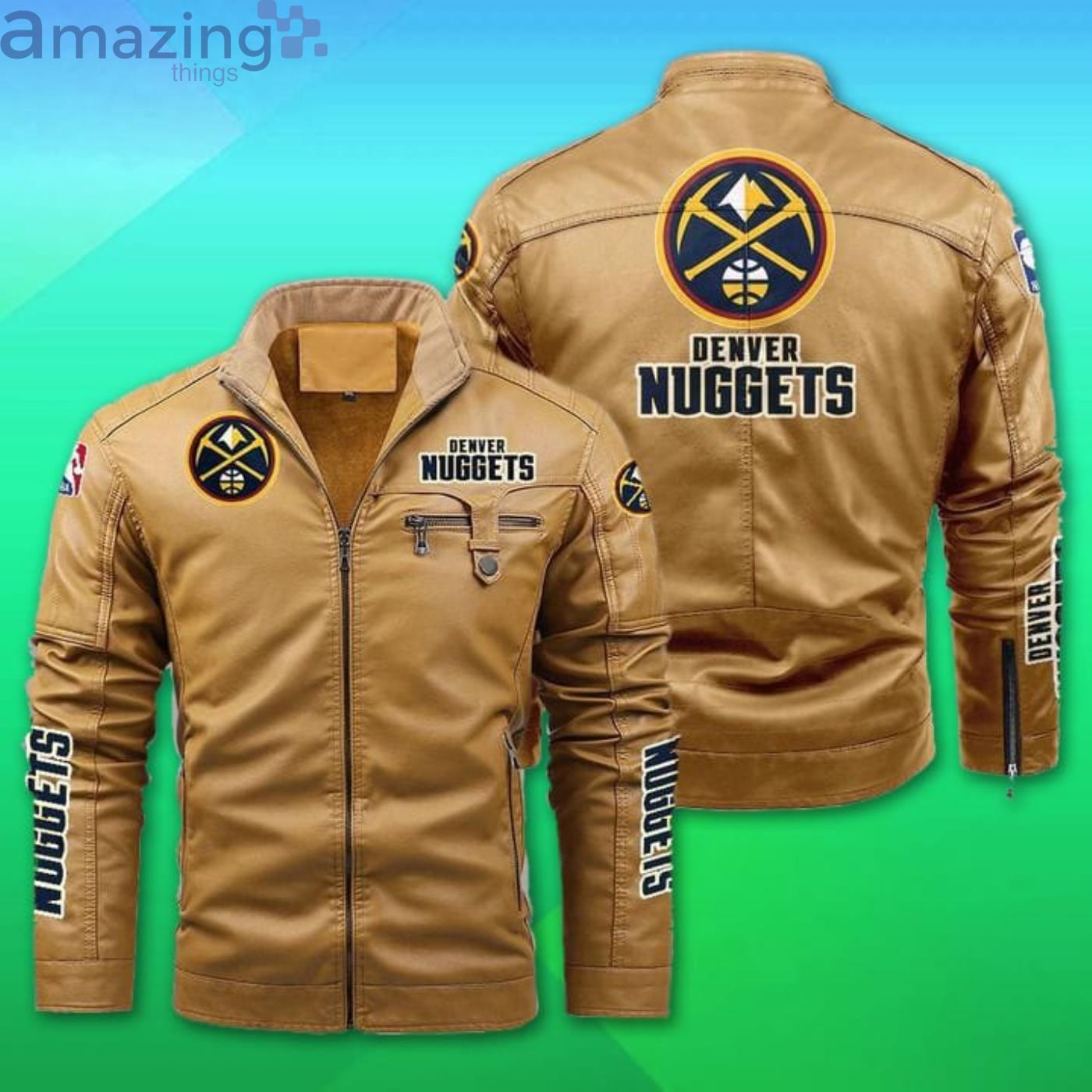 Denver Nuggets Fleece Leather Jacket image Denver Nuggets Fleece Leather Jacket Product Photo 2