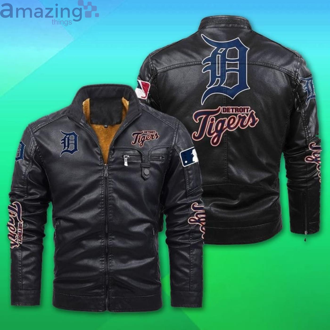 Detroit Tigers Fleece Leather Jacket Product Photo 1 Detroit Tigers Fleece Leather Jacket Product Photo 1