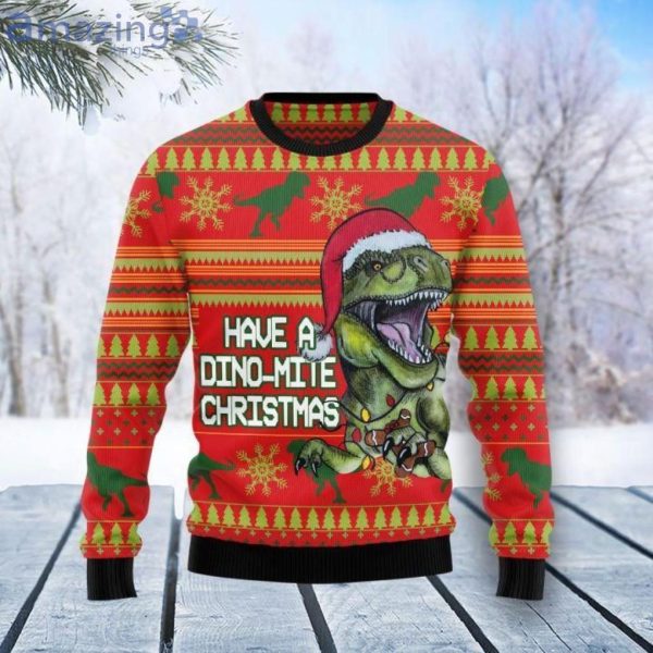 Dinosaur Funny Christmas Ugly Sweater Product Photo 1