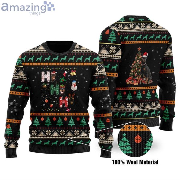 Doberman Ho Ho Ho Christmas Ugly Sweater Product Photo 1