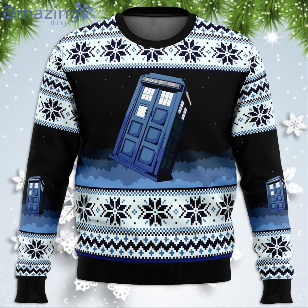 Doctor Who Tardis Cute Gift Ugly Christmas Sweater Product Photo 1