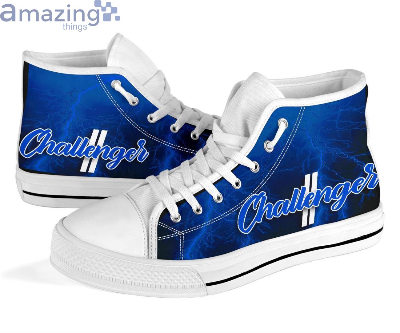 Dodge Challenger Thunder and Lightning Blue High Top Shoes image Dodge Challenger Thunder and Lightning Blue High Top Shoes Product Photo 9