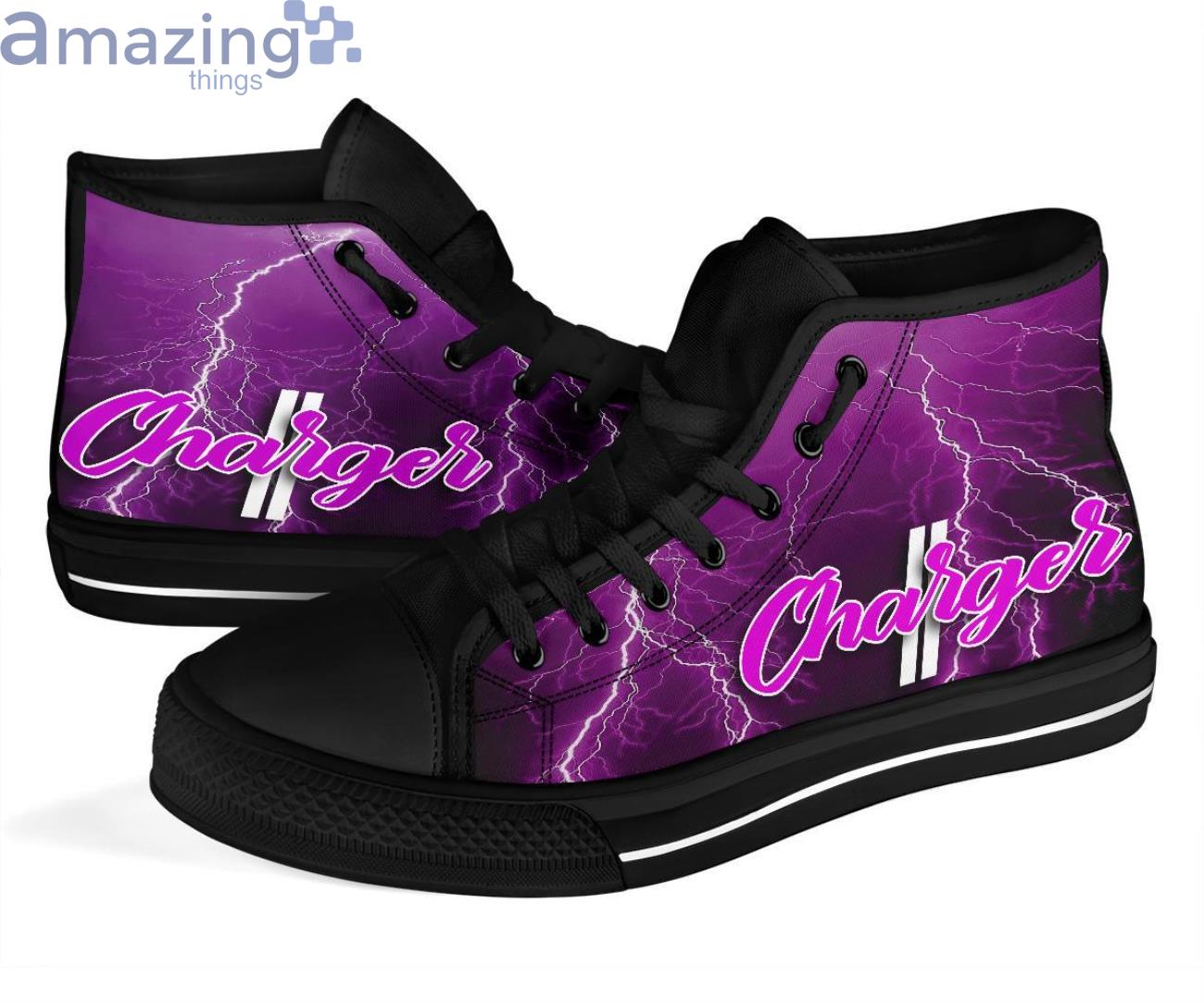 Dodge Charger Thunder and Lightning Pink High Top Shoes image Dodge Charger Thunder and Lightning Pink High Top Shoes Product Photo 4