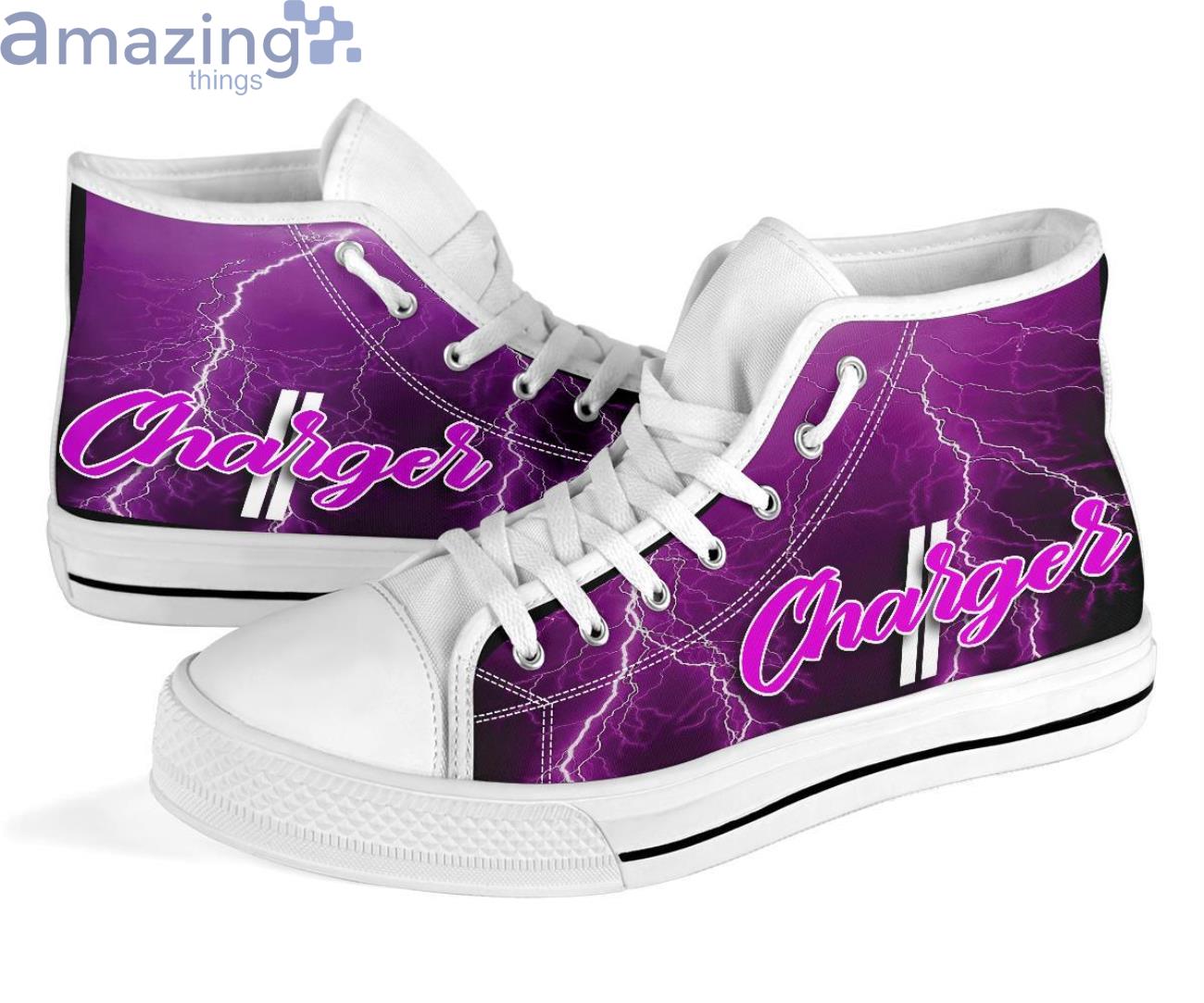 Dodge Charger Thunder and Lightning Pink High Top Shoes image Dodge Charger Thunder and Lightning Pink High Top Shoes Product Photo 9