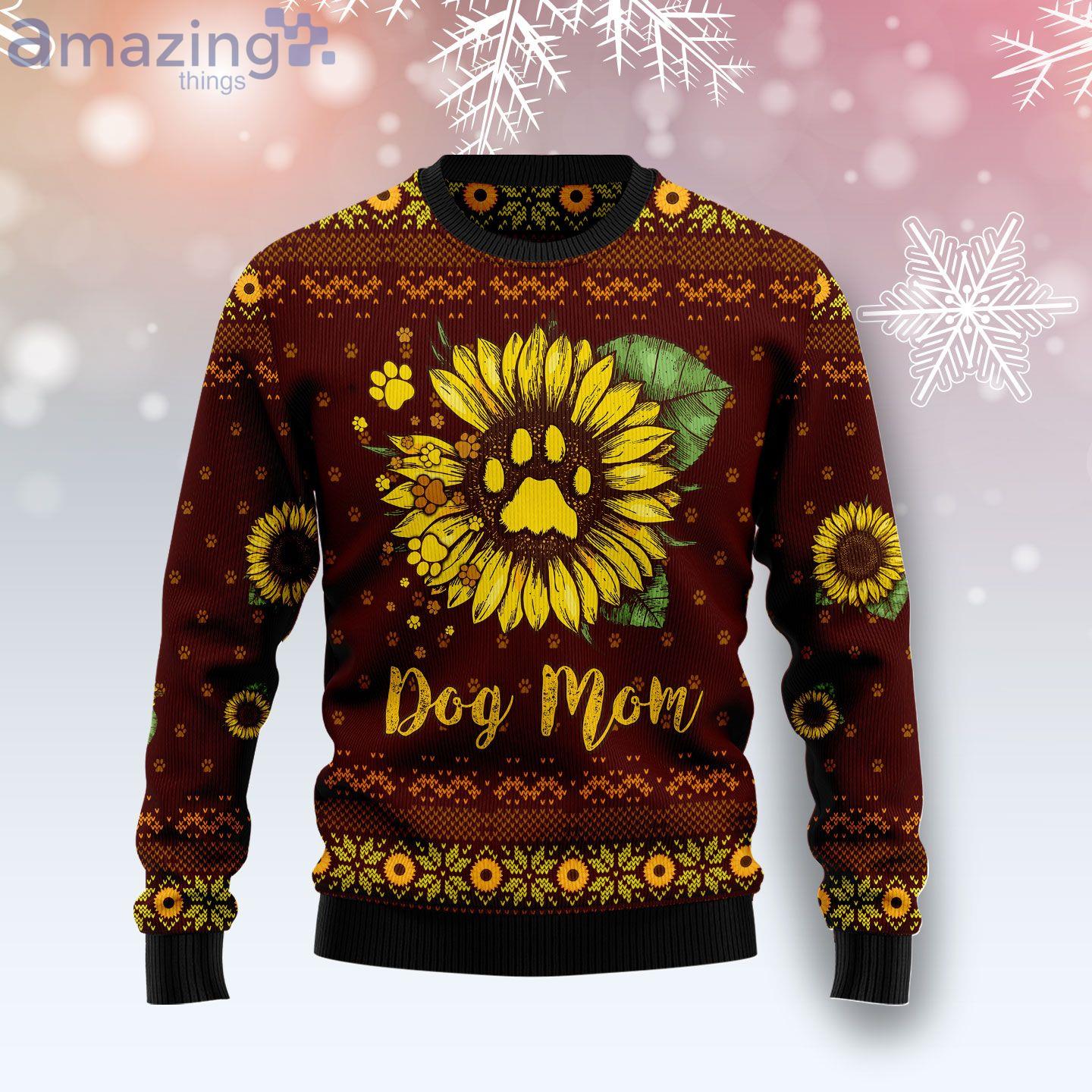 Dog Mom Sunflower Best Gift Ugly Christmas Sweater Product Photo 1