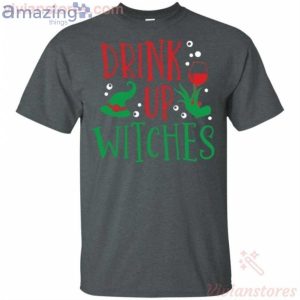 Drink Up Witches Grinch Holding Wine Glass Halloween Funny T-Shirt Product Photo 2