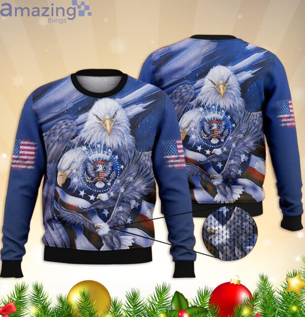 Eagle Patriot Dark Blue All Over Printed 3D Sweater Product Photo 1