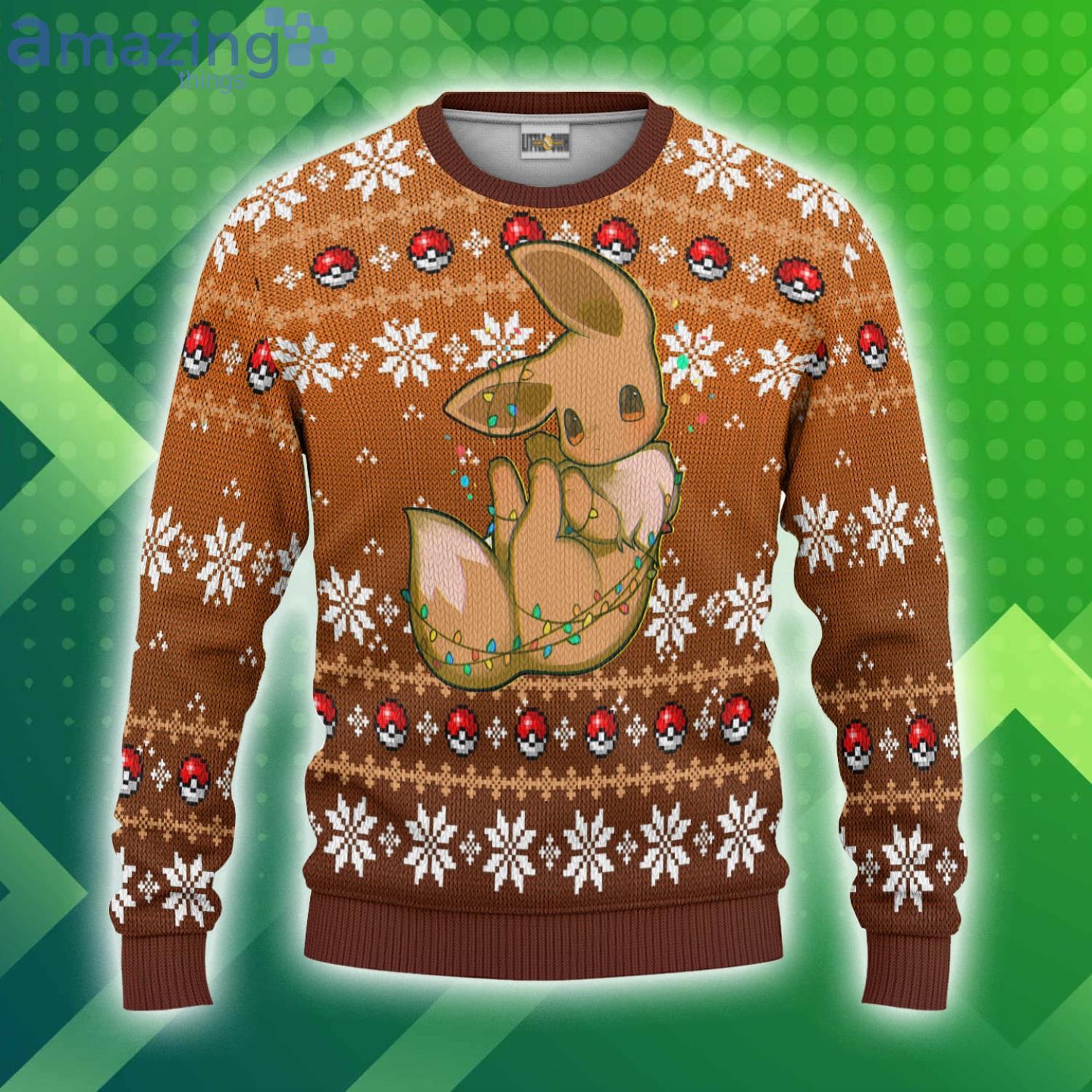 Eevee Cute Ugly Christmas Sweater Pokemon Custom Product Photo 1