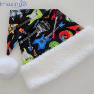 Electric Guitar Pattern Black Christmas Santa Hat For Adult And Child Product Photo 3