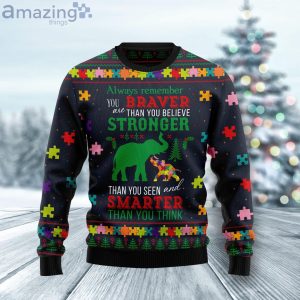Elephant Autism Awareness Ugly Christmas Sweater Product Photo 1