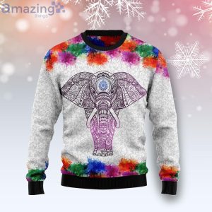 Elephant Mandala Color Elephant Lover Ugly Christmas Sweater Product Photo 1