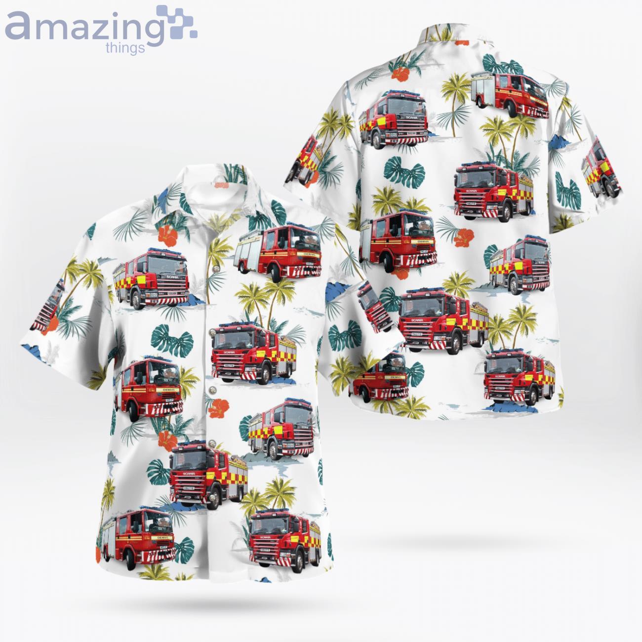 England United Kingdom Hereford And Worcester Fire And Rescue Service Hawaiian Shirt Product Photo 1 Product photo 1