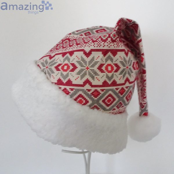 Fair Isle Stripe Christmas Santa Hat For Adult And Child Product Photo 3