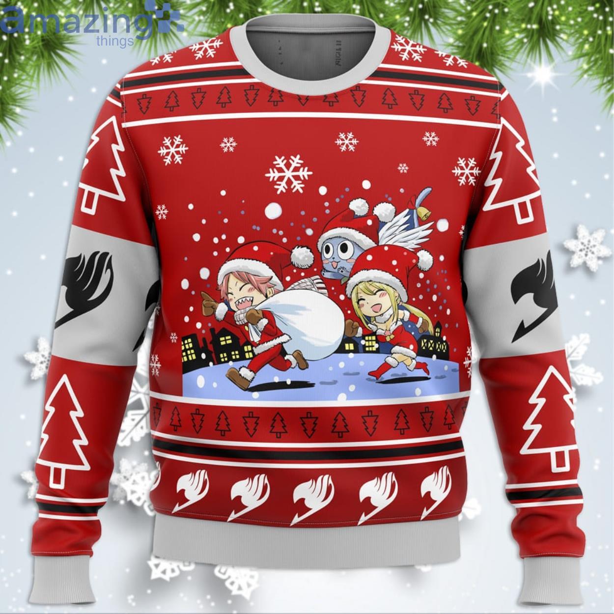 Fairy Tail Chibi XMAS Funny Christmas Gift Ugly Christmas Sweater Product Photo 1