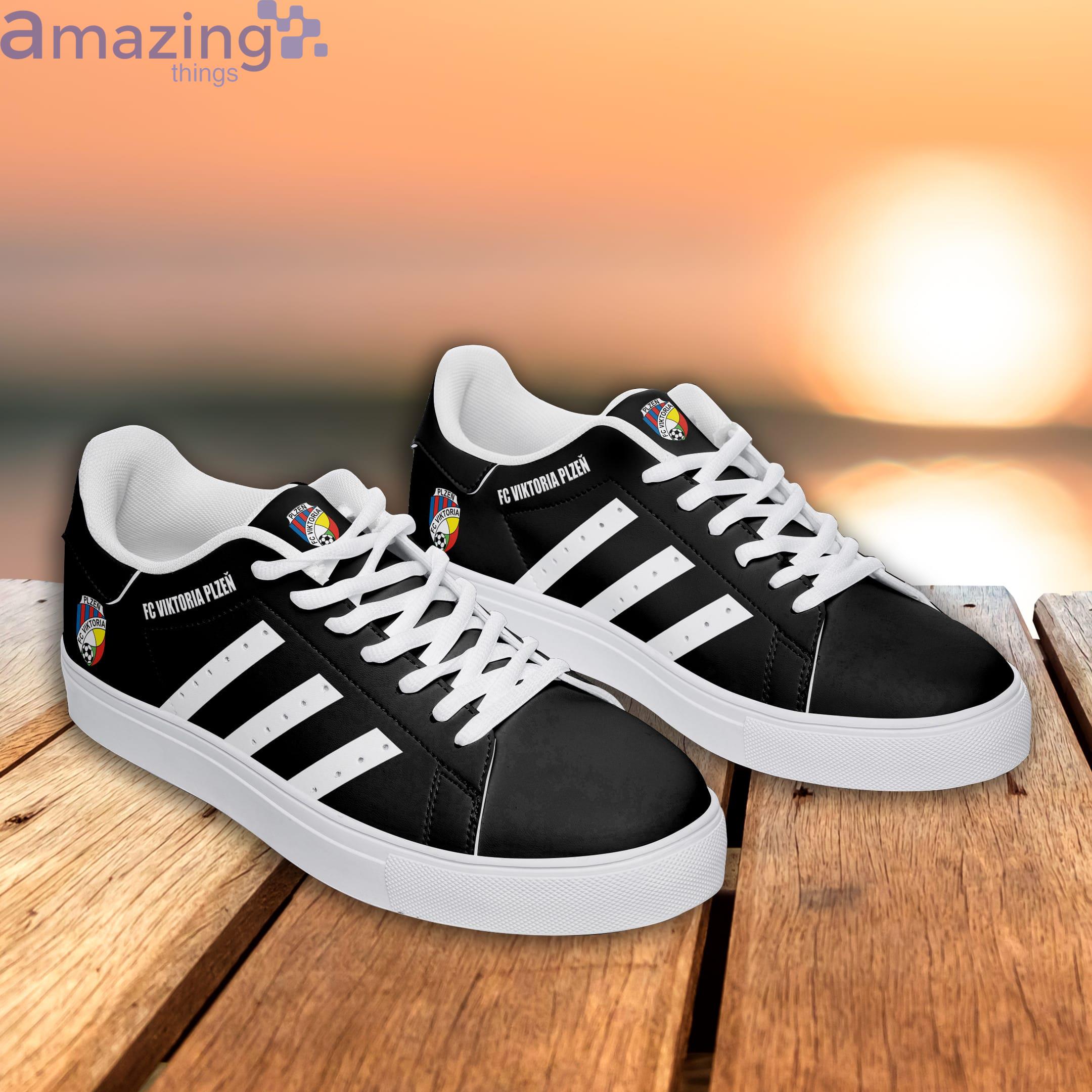 Fc Viktoria Plzen White Striped Black Stan Smith Low Top Skate Shoes image Fc Viktoria Plzen White Striped Black Stan Smith Low Top Skate Shoes Product Photo 3