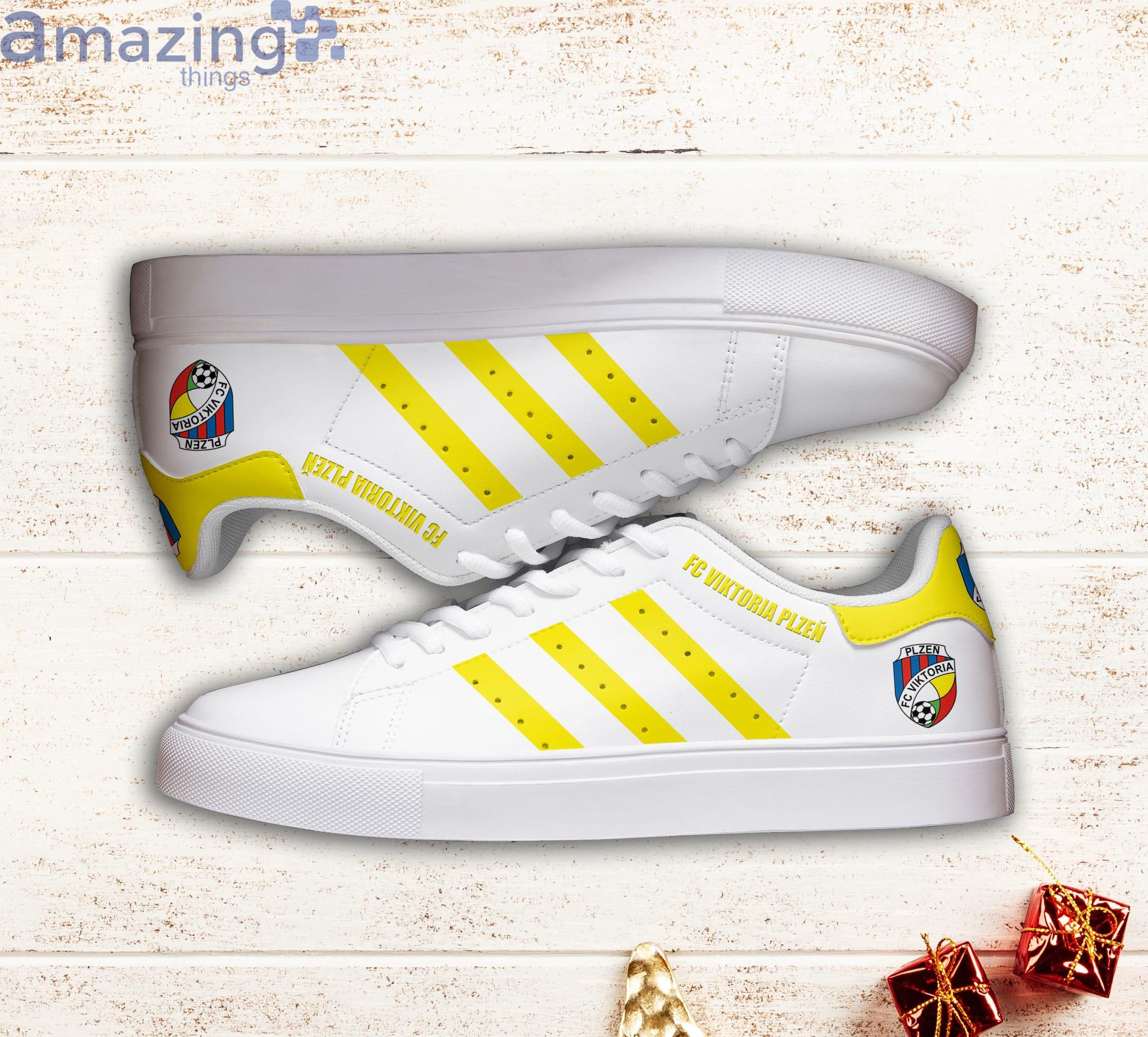 Fc Viktoria Plzen Yellow Striped Stan Smith Low Top Skate Shoes Product Photo 1 Fc Viktoria Plzen Yellow Striped Stan Smith Low Top Skate Shoes Product Photo 1