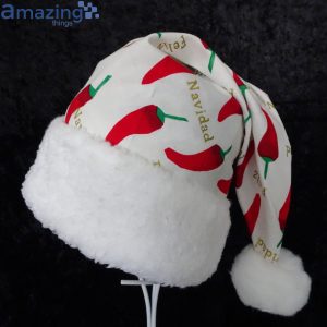Feliz Navidad Chili Pepper Pattern Christmas Santa Hat For Adult And Child Product Photo 2