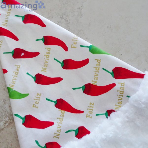 Feliz Navidad Chili Pepper Pattern Christmas Santa Hat For Adult And Child Product Photo 6