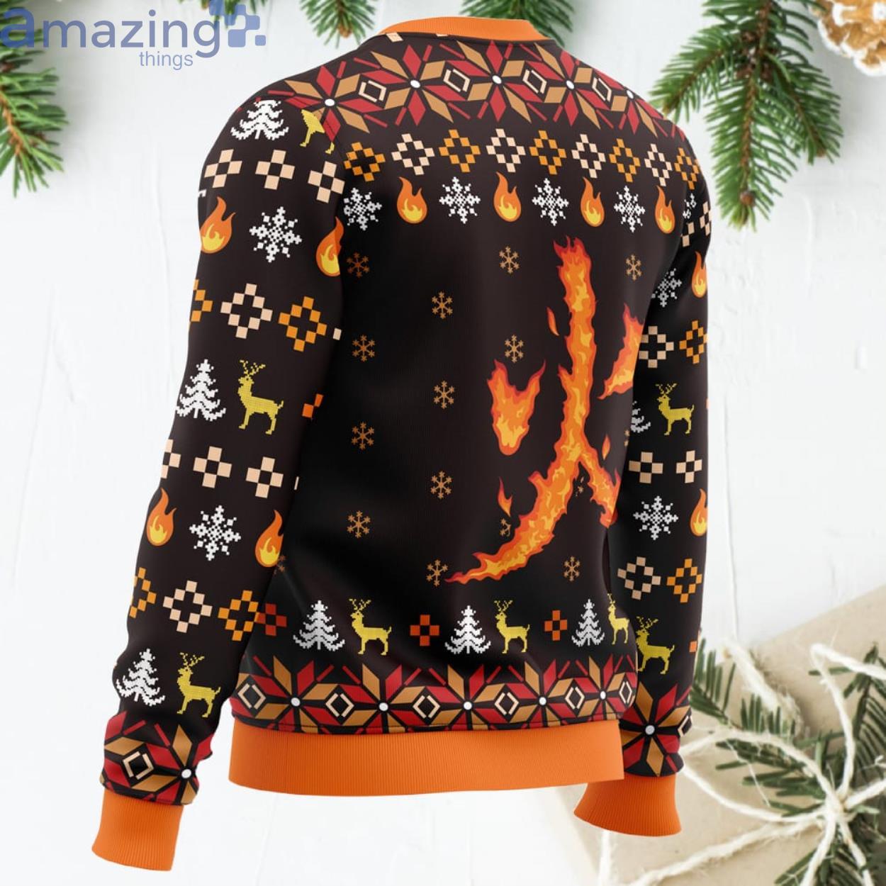 Fire Rengoku Demon Slayer Anime Lover Ugly Christmas Sweater image Fire Rengoku Demon Slayer Anime Lover Ugly Christmas Sweater Product Photo 3