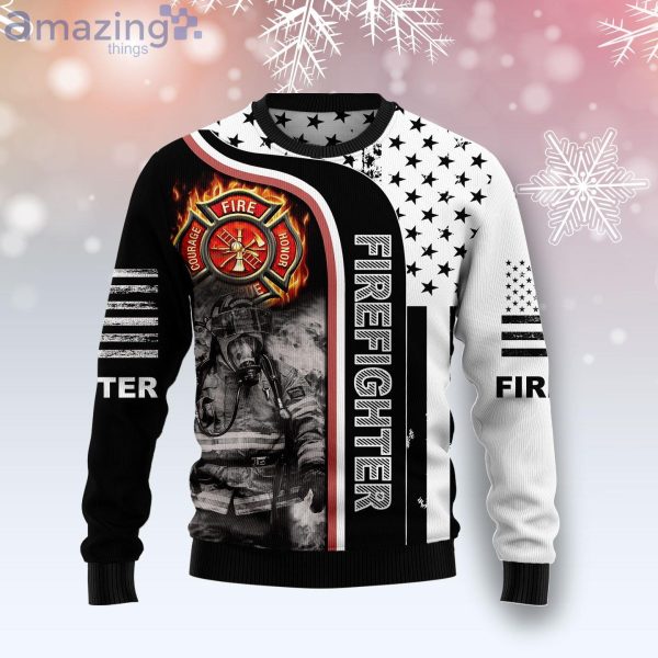 Firefighter Awesome Best Gift Ugly Christmas Sweater Product Photo 1