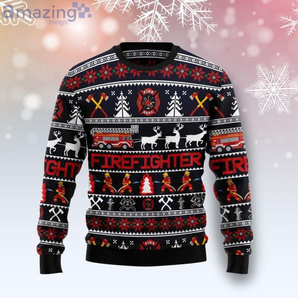 Firefighter Christmas Ugly Christmas Sweater Funny Family Ugly Christmas Sweater Gifts Product Photo 1