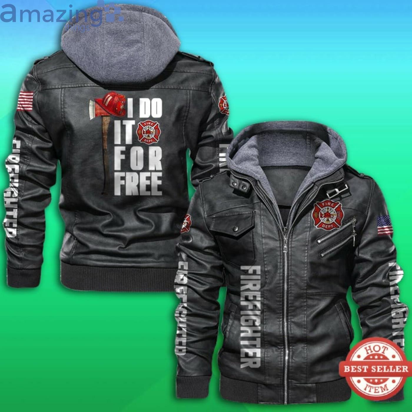 Firefighter I Do It For Free Us Flag 2D Leather Jacket