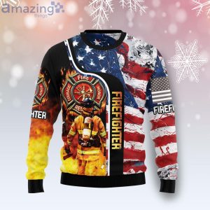 Firefighter USA Flag Funny Family Ugly Christmas Sweater Gifts
