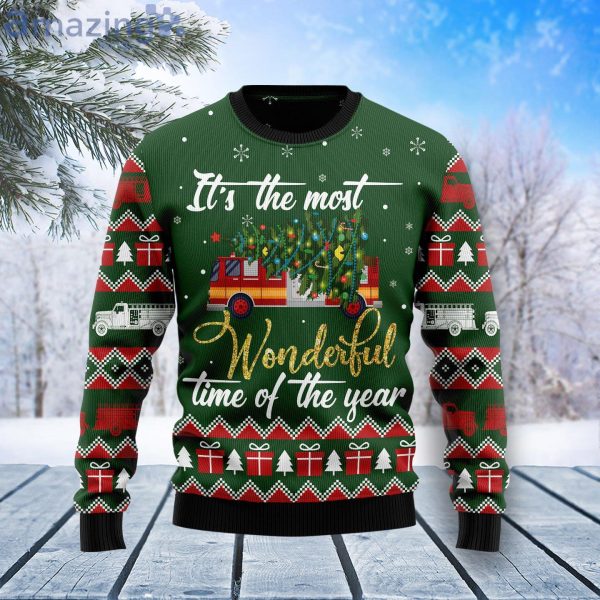 Firefighter Wonderful Time Of Year Ugly Christmas Sweater Product Photo 1