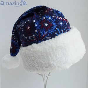 Fireworks Usa Patriotic Christmas Santa Hat For Adult And Child Product Photo 2