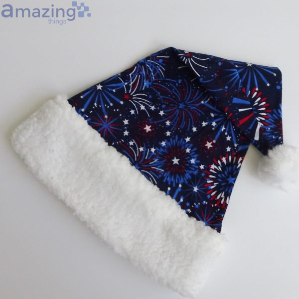Fireworks Usa Patriotic Christmas Santa Hat For Adult And Child Product Photo 4