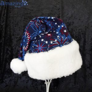 Fireworks Usa Patriotic Christmas Santa Hat For Adult And Child Product Photo 1