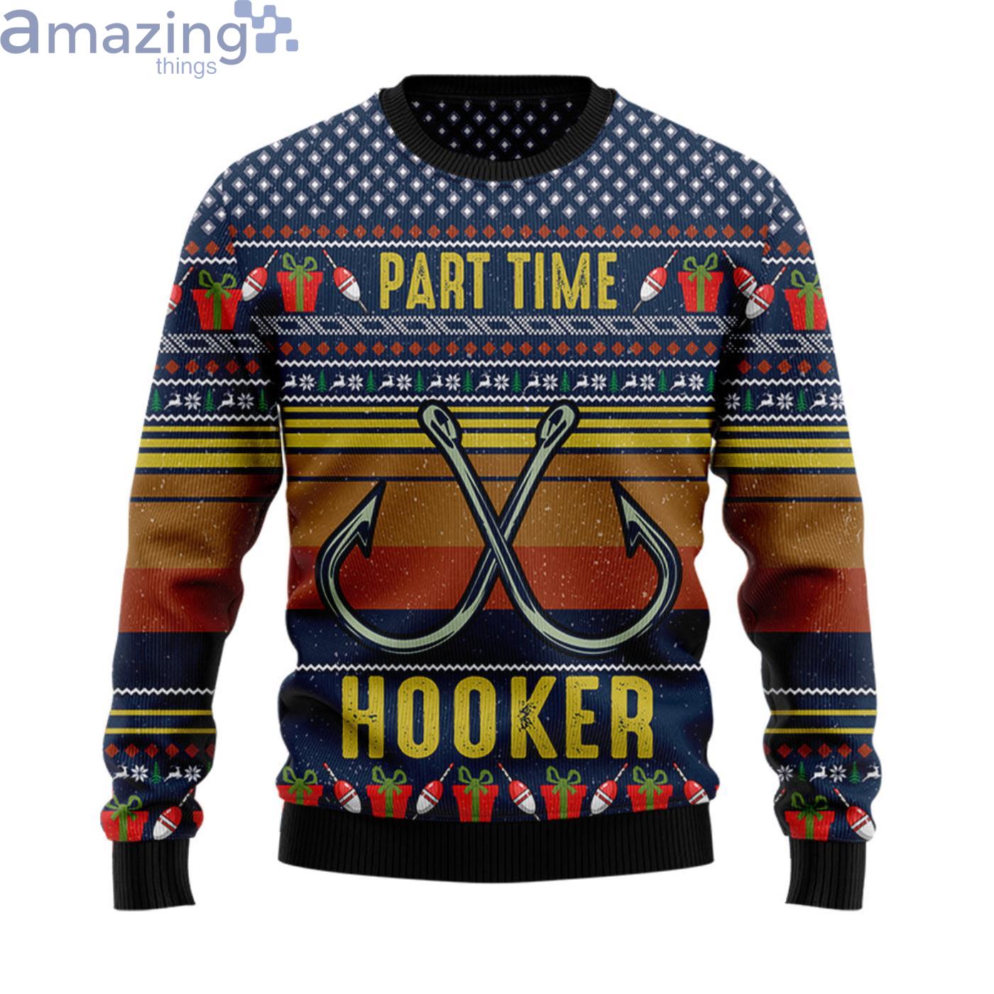 Fishing Part Time Christmas Ugly Sweater Product Photo 1