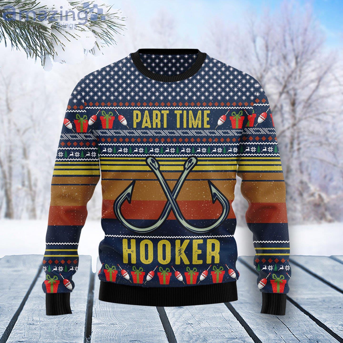 Fishing Part Time Fishing Lover Ugly Christmas Sweater Product Photo 1