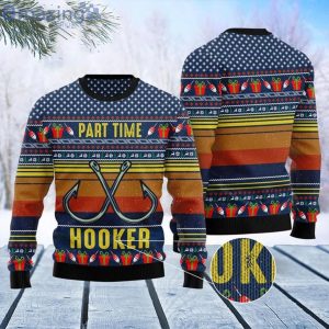 Fishing Part Time Hooker Christmas Ugly Sweater Product Photo 1