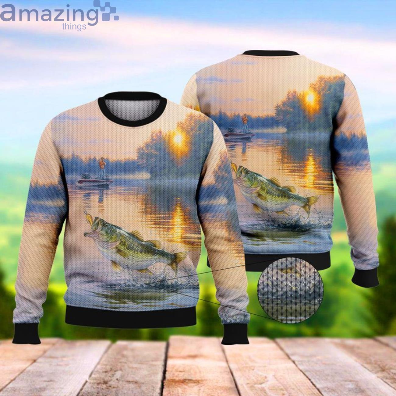 Fishing Vintage Watercolor Sunset All Over Print 3D Sweater