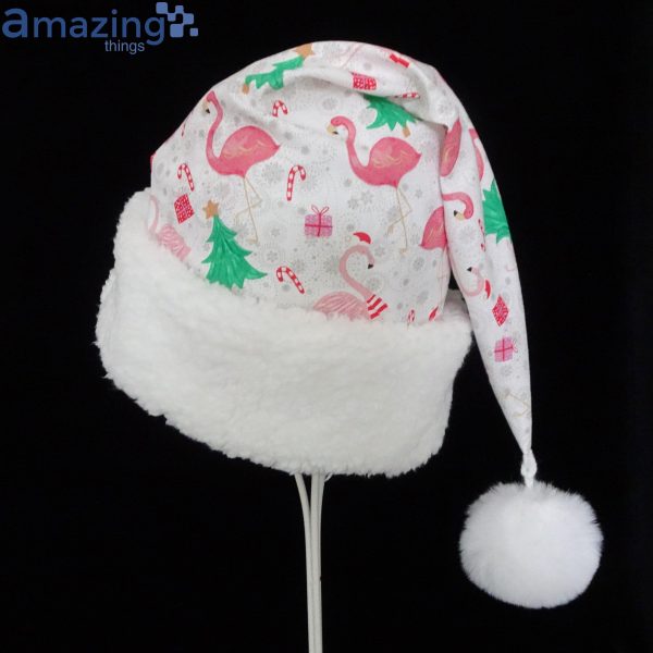 Flamingo And Christmas Pattern Christmas Santa Hat For Adult And Child Product Photo 3