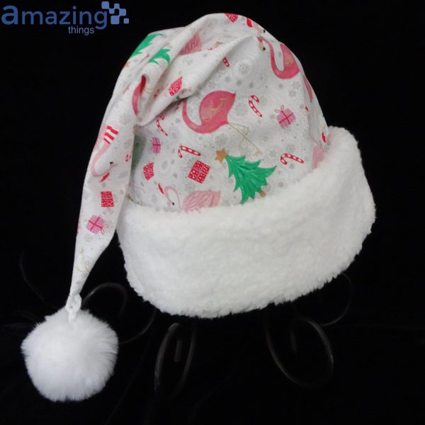 Flamingo And Christmas Pattern Christmas Santa Hat For Adult And Child Product Photo 4