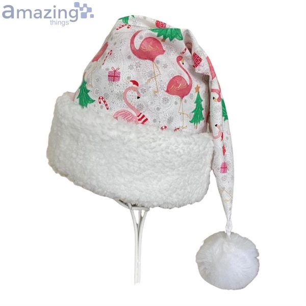 Flamingo And Christmas Pattern Christmas Santa Hat For Adult And Child Product Photo 5