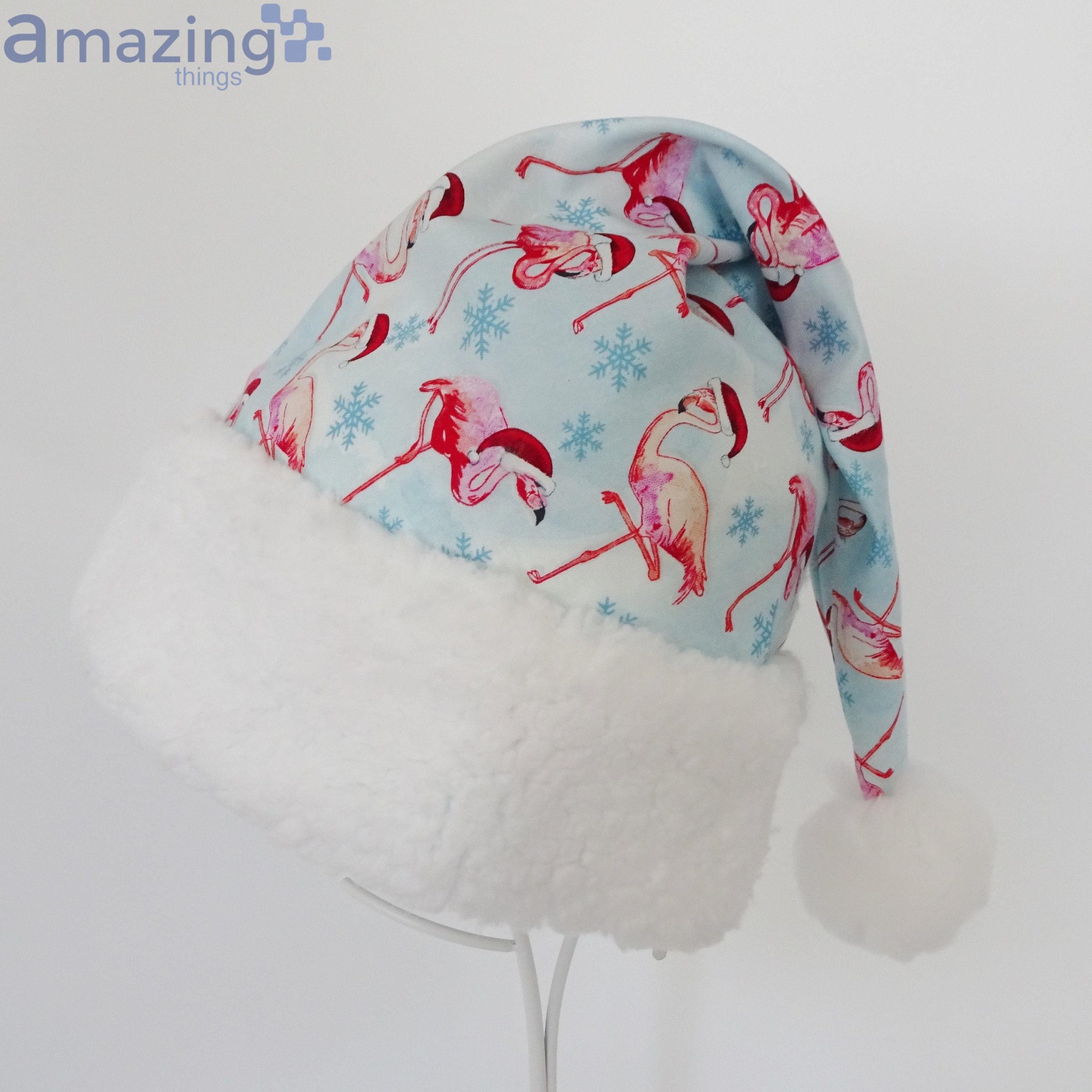 Flamingo And Snowflowers Pattern Christmas Santa Hat For Adult And Child image Flamingo And Snowflowers Pattern Christmas Santa Hat For Adult And Child Product Photo 2 Product photo 2
