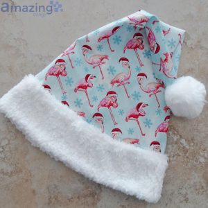 Flamingo And Snowflowers Pattern Christmas Santa Hat For Adult And Child Product Photo 4