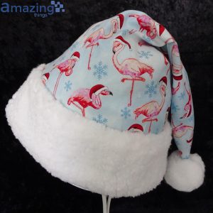 Flamingo And Snowflowers Pattern Christmas Santa Hat For Adult And Child Product Photo 1