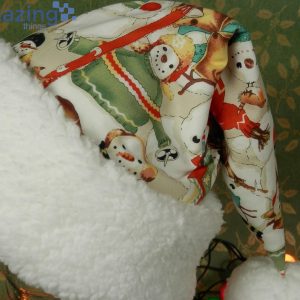 Folk Style Snowmen Dressed In Sage Green Christmas Santa Hat For Adult And Child image Folk Style Snowmen Dressed In Sage Green Christmas Santa Hat For Adult And Child Product Photo 3