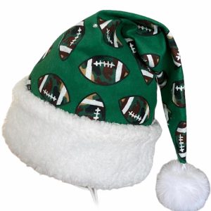 Football Fan Gift Green Christmas Santa Hat For Adult And Child Product Photo 2