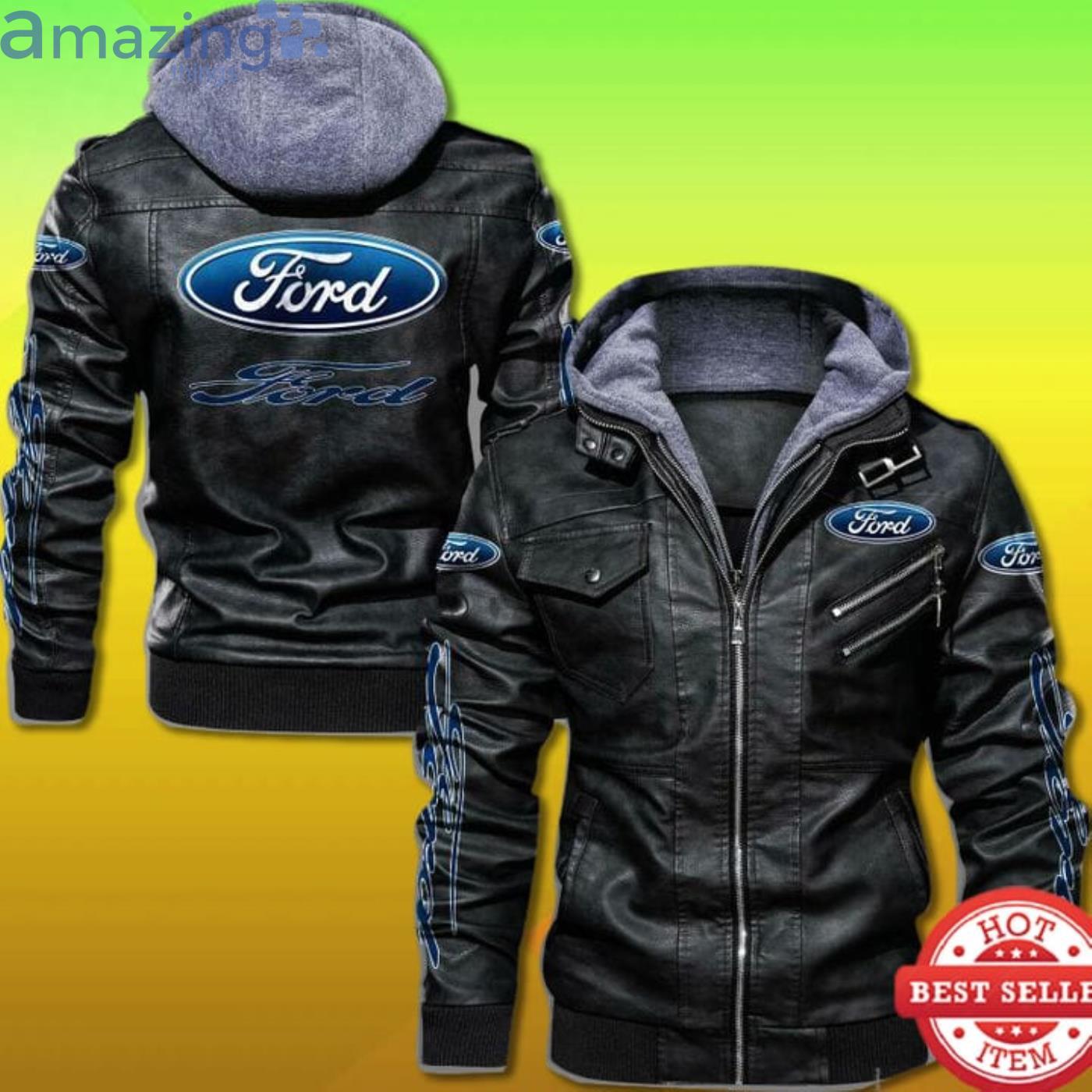 Ford Logo Print In Back 2D Leather Jacket