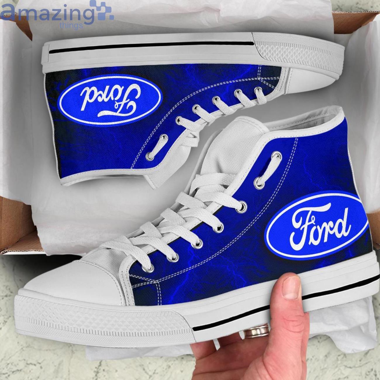 Ford Thunder and Lightning Blue High Top Shoes image Ford Thunder and Lightning Blue High Top Shoes Product Photo 2
